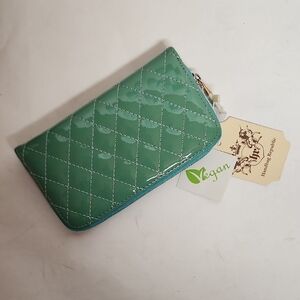 Vegan Green Quilted Women's Wallet Wristlet By Handbag Republic